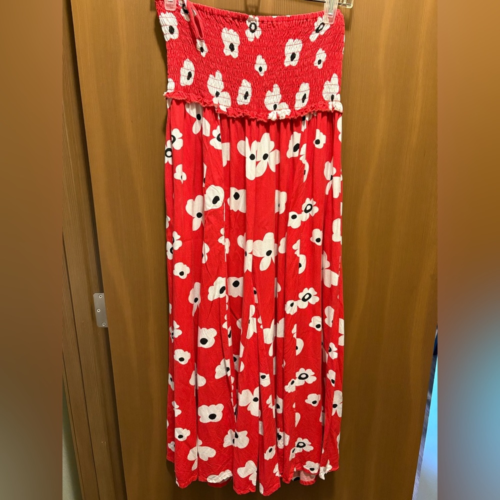 Wide Leg Palazzo Red Floral Pants